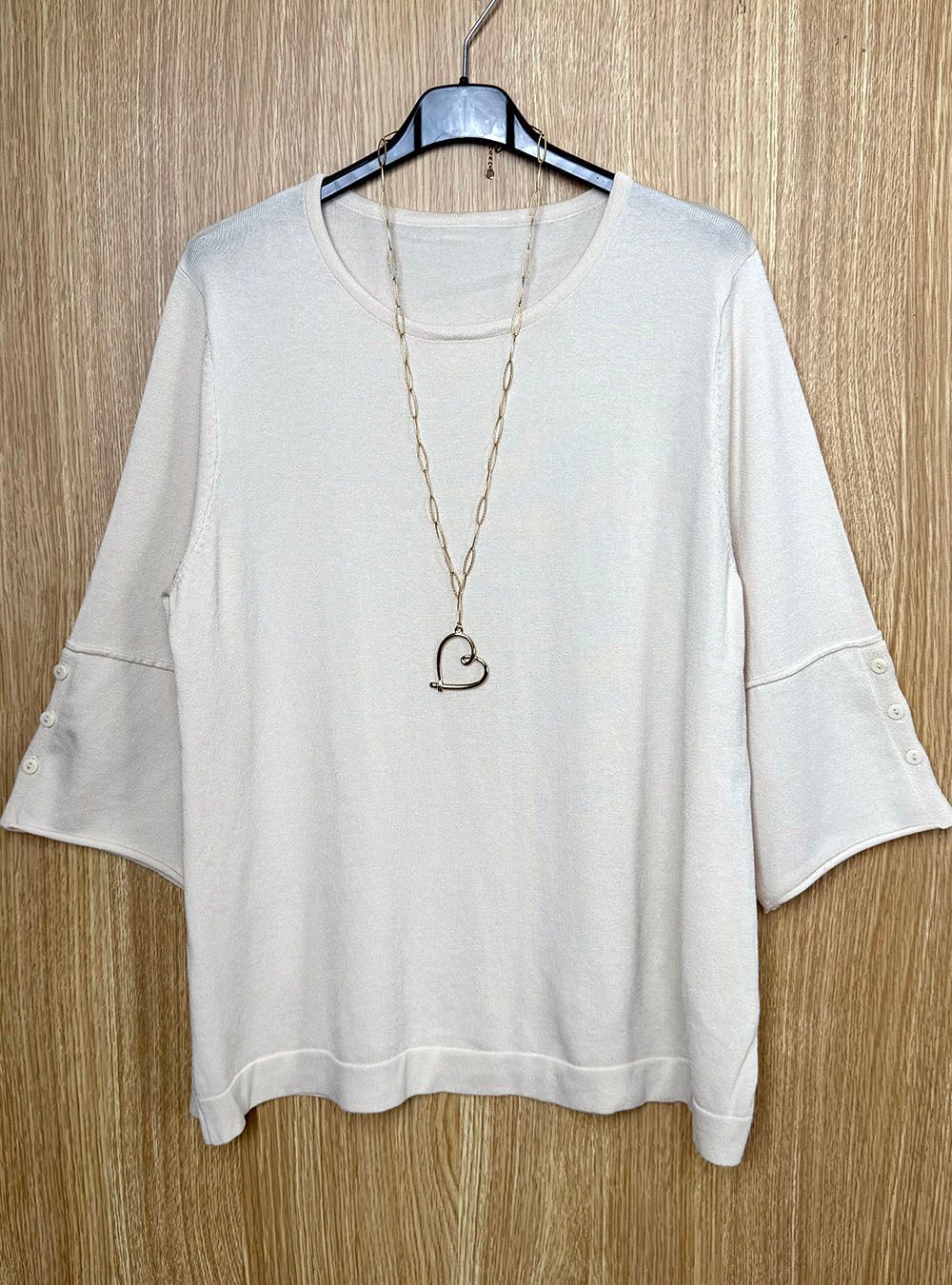 Jersey fino tres botones beige