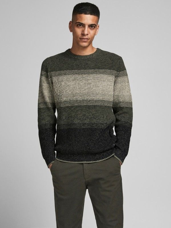 Jersey jaspeado con rayas anchas Jack & Jones Forest Night