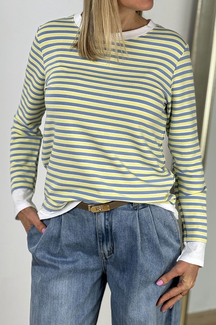 Jersey rayas Bimba amarillo-celeste