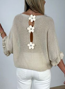 Jersey tres flores beige