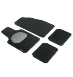 JGO. 4 ALFOMBRAS MOQUETA "PREMIUM" NEGRA TAL. GOMA RIBETE NEGRO