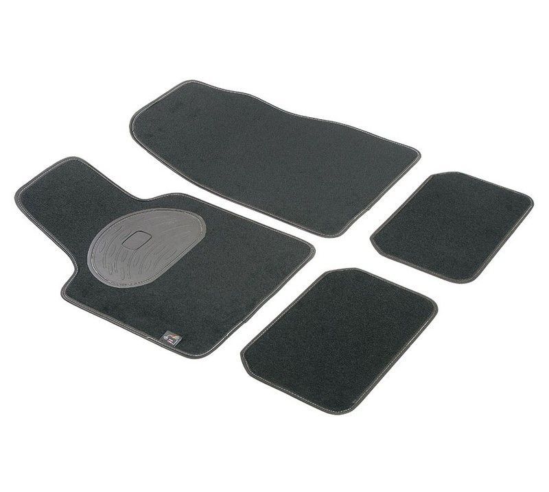 JGO. 4 ALFOMBRAS MOQUETA "SELECT" NEGRA TALONERA GOMA COLOR NEGRA