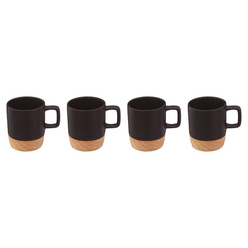 Jgo. 4 Tazas Cafe Negro/Bambu 12 Cl.