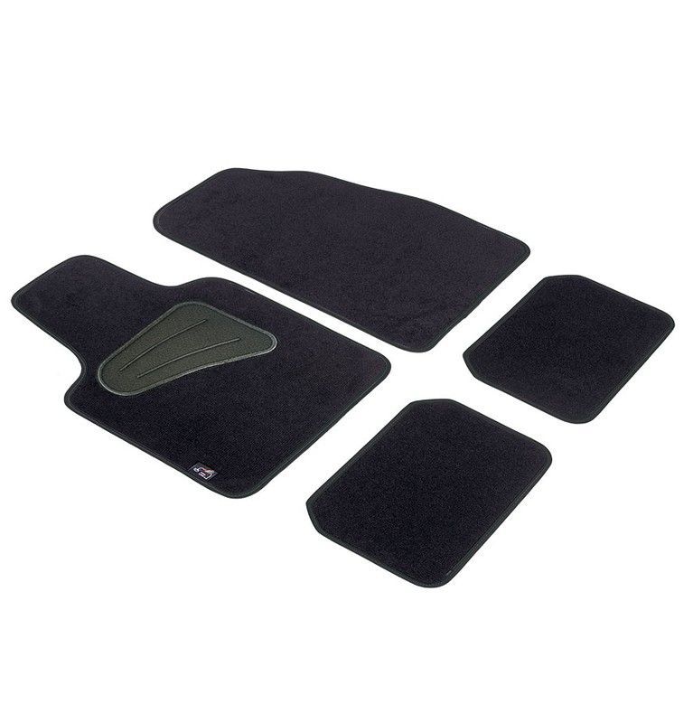 JGO. ALFOMBRAS MOQUETA "SELECT" NEGRA TALONERA TERMOSELLADA RIBETE GRIS