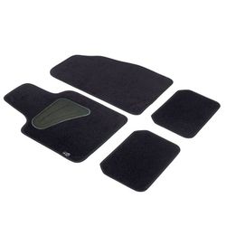 JGO. ALFOMBRAS MOQUETA "SELECT" NEGRA TALONERA TERMOSELLADA RIBETE GRIS