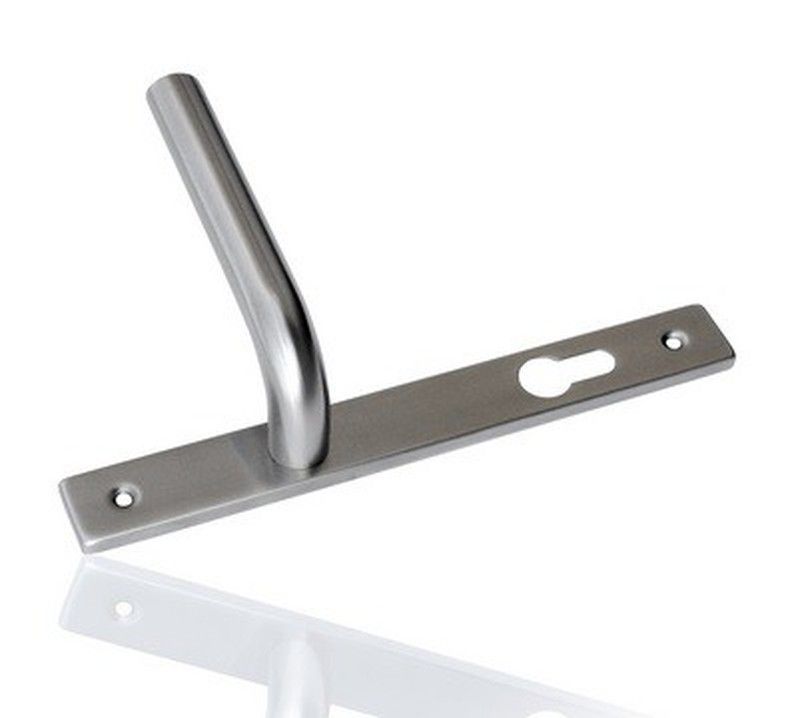 Jgo manilla inox tubular "l" placa larga 225x28