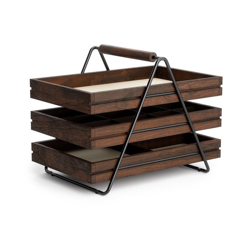 Joyero de madera de paulownia en natural oscuro, 25 x 18 x 20 cm | Terrace