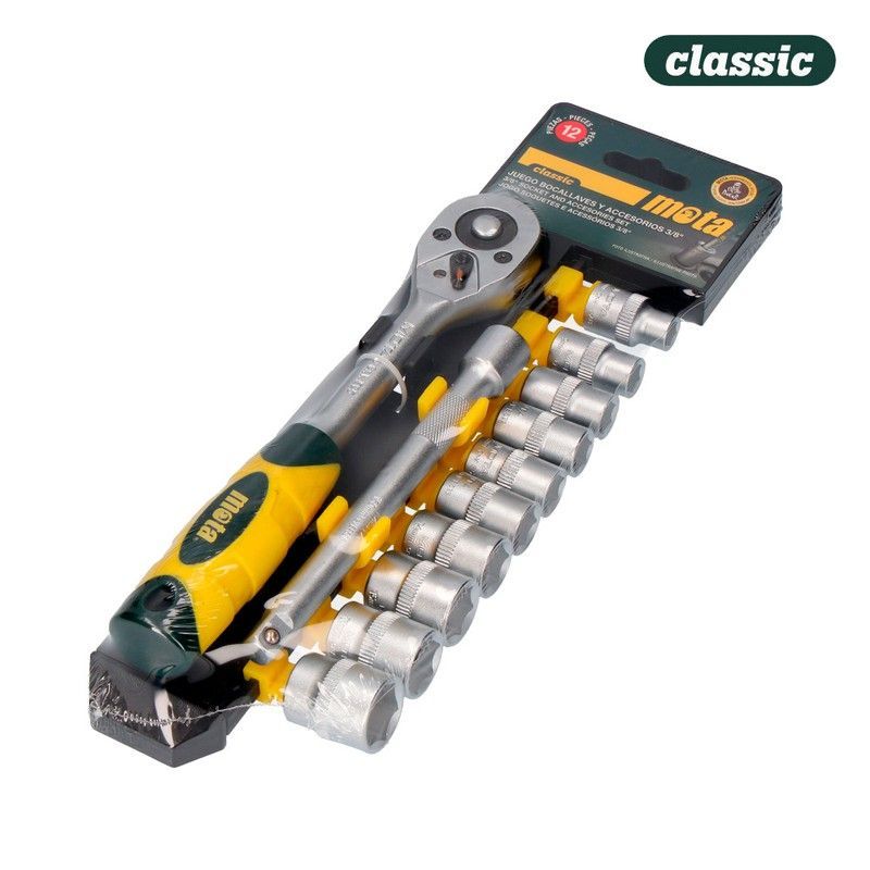 Juego 12 pcs de bocallaves y accesorios de 3/8" cr.v. Ek510
