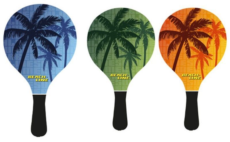 Juego. 2 Palas Madera Palmeras 3 Pelotas