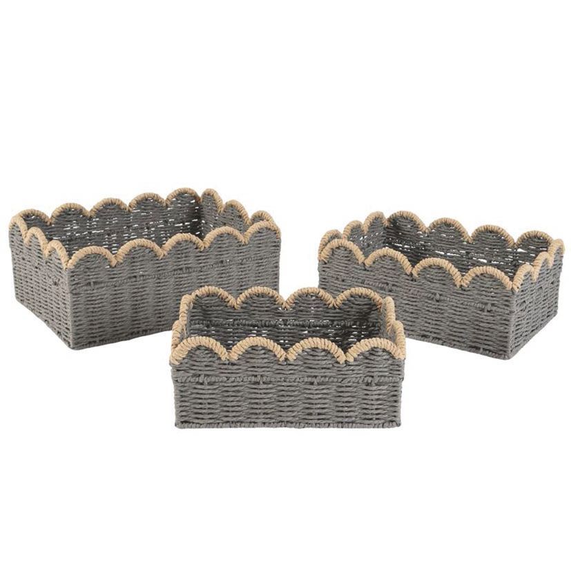 Juego 3 Cestas Bicolor Gris