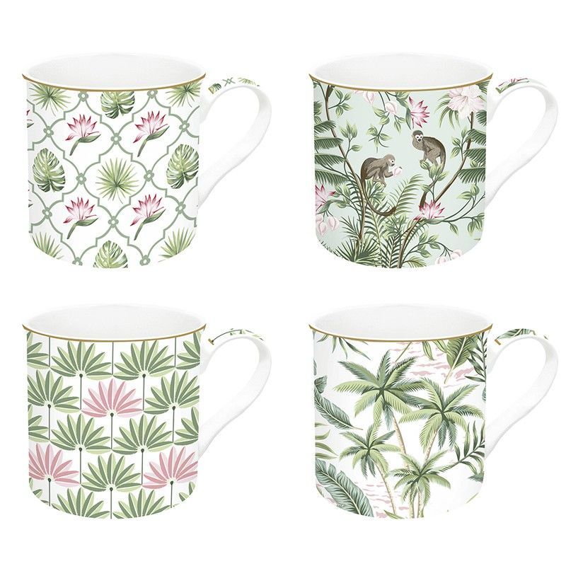 Juego 4 Mugs Porcelana Easy Life 4 pzs Selva Easy Life