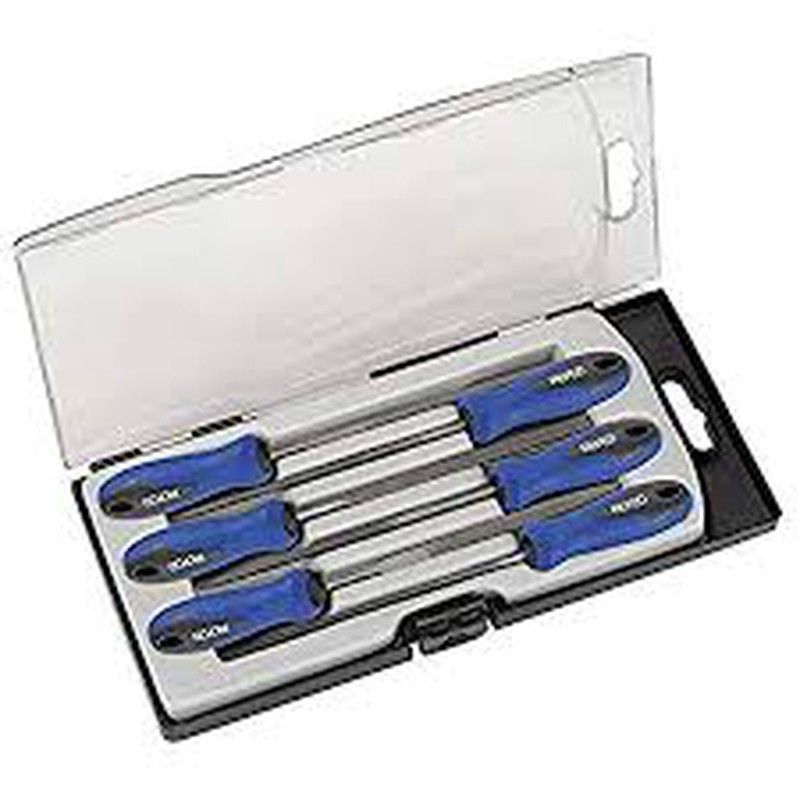 Juego 6 Escofinas De 100 Mm en caja de  Plástico. Alyco. Referencia 197497.