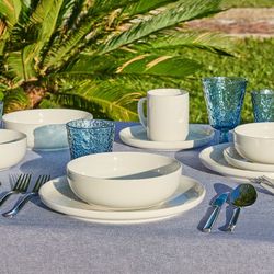 Juego 6 platos llanos Edge blanco