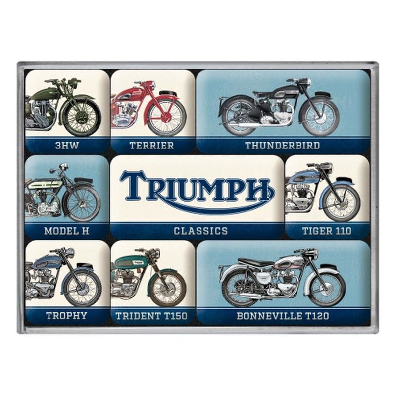 Juego 9 Imanes Triumph Model Chart Retro Vintage