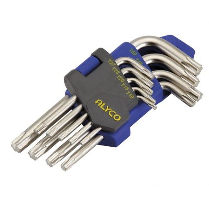 Juego 9 Llaves Acodada Torx De T10-T50 Alyco, Referencia 193270