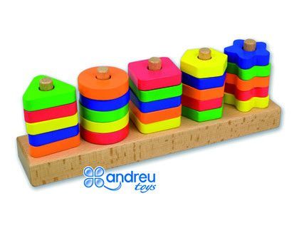 Juego andreutoys manipulacion 25 piezas geometricas + 12 plantillas doble cara 32,8x19,2x7,1 cm