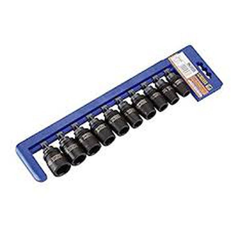 Juego de 10 llaves de vaso de impacto con boca hexagonal y cuadradillo de 1/2" Alyco. Referencia 198233