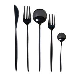 Juego de 20 cubiertos de acero en negro, 30 x 26 x 36 cm | Chic