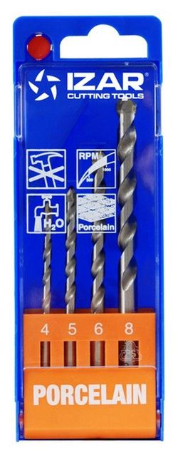 Juego de 4 Brocas Mango Cilindrico Para Porcelanico, Medidas 4 - 5 - 6 - 8 Mm, Referencia 1482