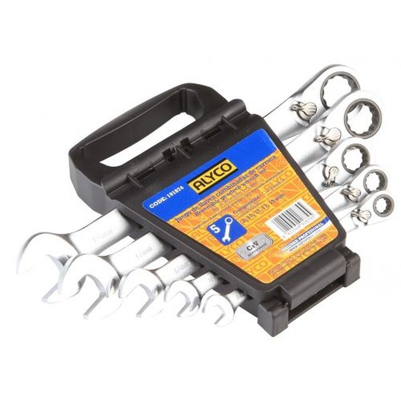 Juego De 5 Llaves Combinadas De Carraca De 8-19, En Soporte Plástico ALYCO, Referencia 191874