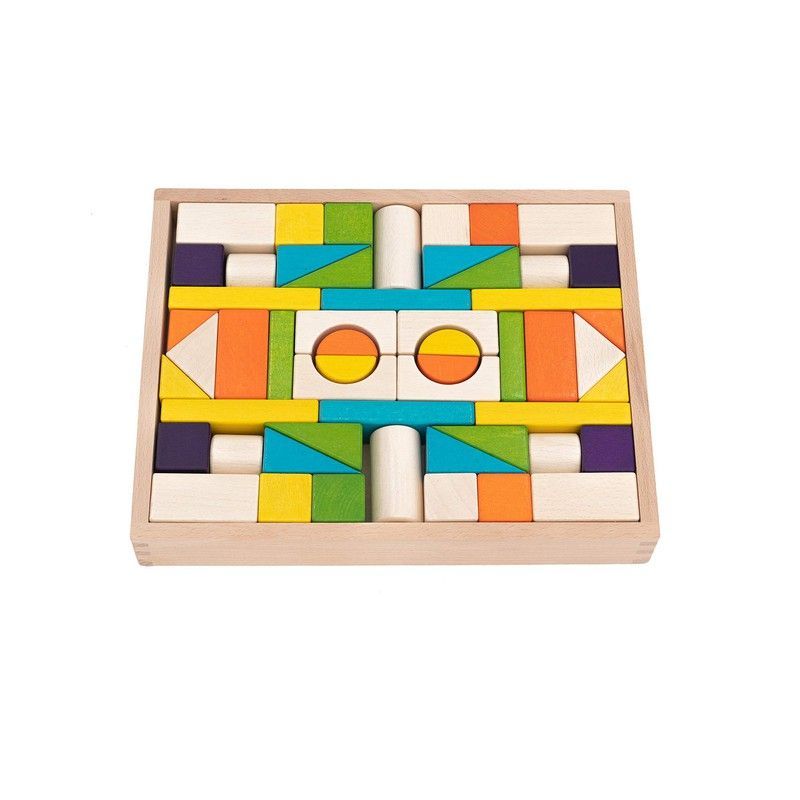 Juego de construcción montessori de madera en multicolor, 30 x 24 x 4,5 cm | Foster