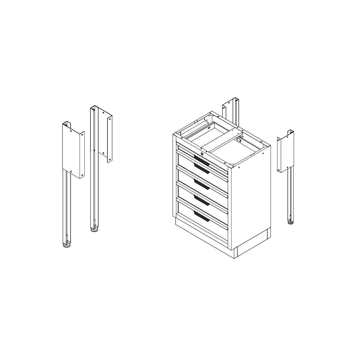 Juego de pies de extensión para encimera profunda