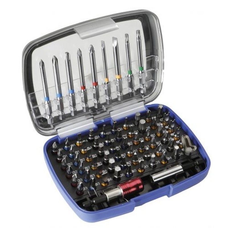 Juego De Puntas Y Adaptadores, 71 Piezas De Puntas De 1/4" Con 12 Huellas Diferentes En Caja De Plastico, Referencia 193730