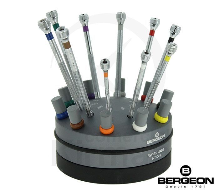 Juego Destornilladores Bergeon Acero 0.50-3.00mm 45053 (10) Unidades Punta Plana + (10) Unidades De Recambio De Precisión