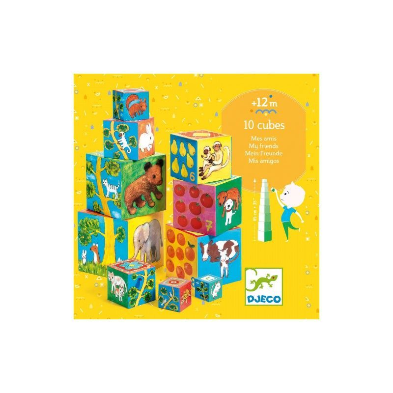 Juego Educativo - Primera Edad - Diez Cubos Mis Amigos - Djeco