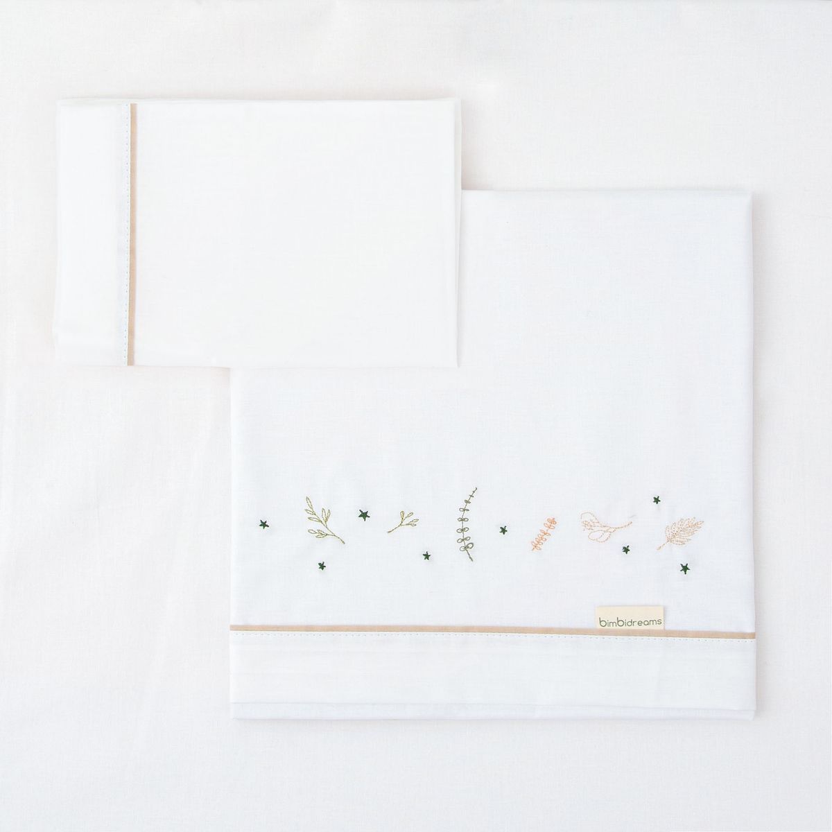 Juego sabanas algodon 100% 3 piezas Botanic Cuna (60x120) Beig