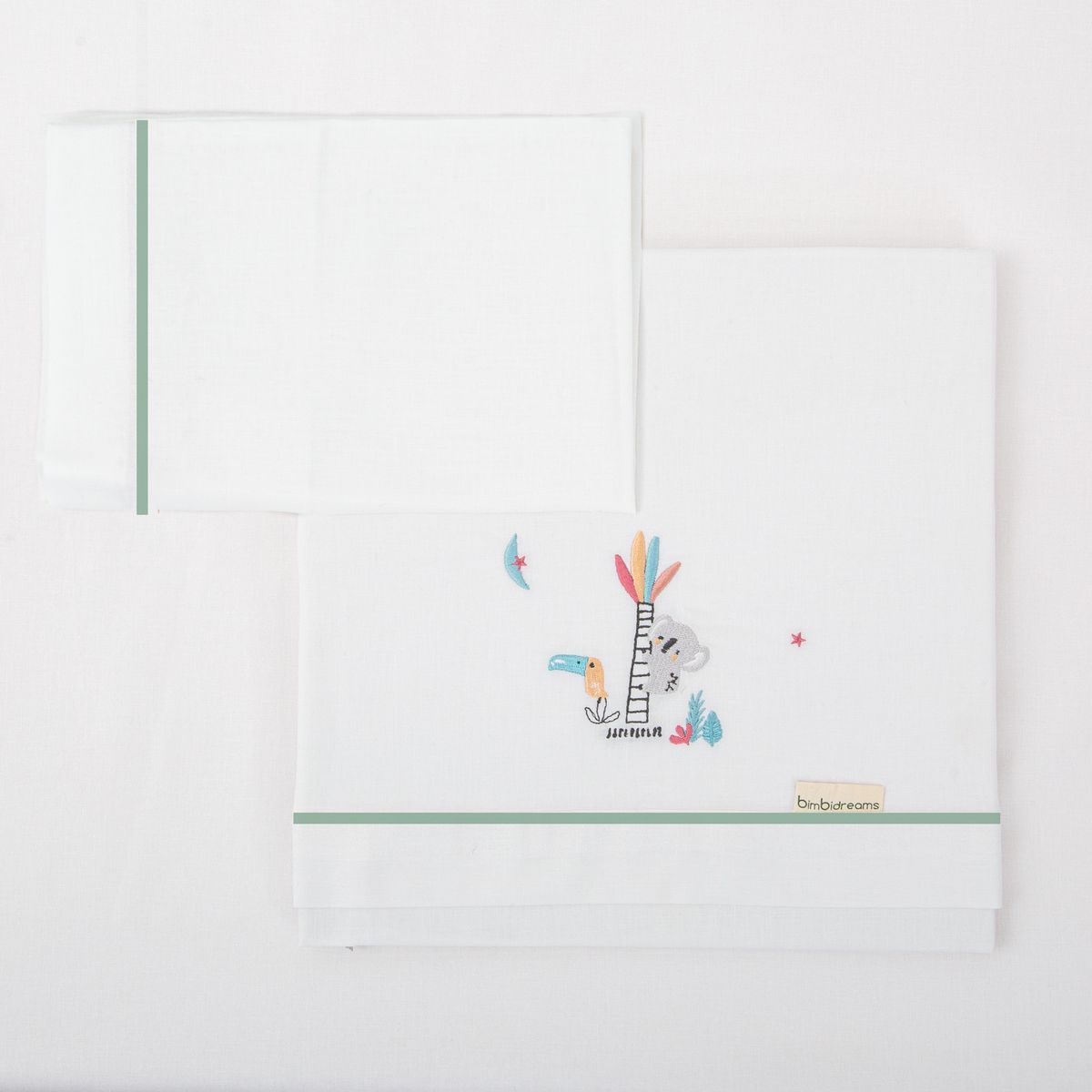 Juego sabanas algodon 100% 3 piezas Tucan Coche (40x80) 16 B|Verde