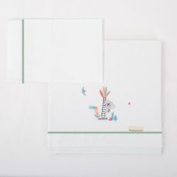 Juego sabanas algodon 100% 3 piezas Tucan Coche (40x80) 16 B|Verde