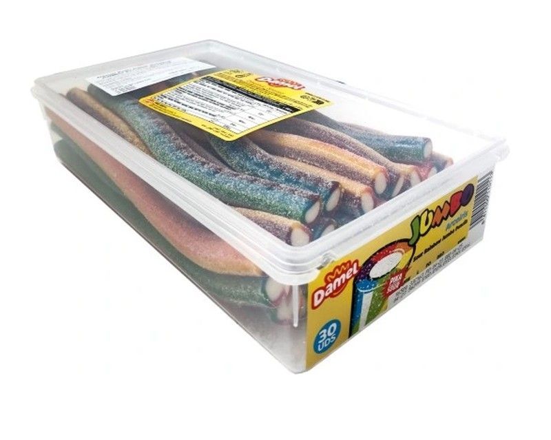 Jumbo arcoiris twist Pica de Damel (30 unidades). Regaliz arcoiris pica