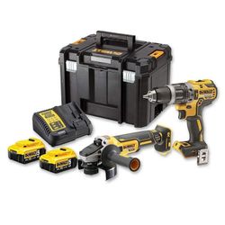 Kit 18V Taladro Percutor + Amoladora + 2 bat 5.0Ah + Maletín Dewalt DCK2080P2T