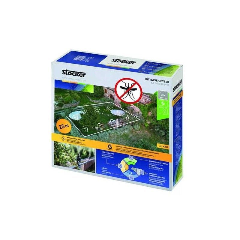 Kit Base Geyser 25 m de tubo, 10 boquillas, 10 conectores en T, 3 tapas de cierre