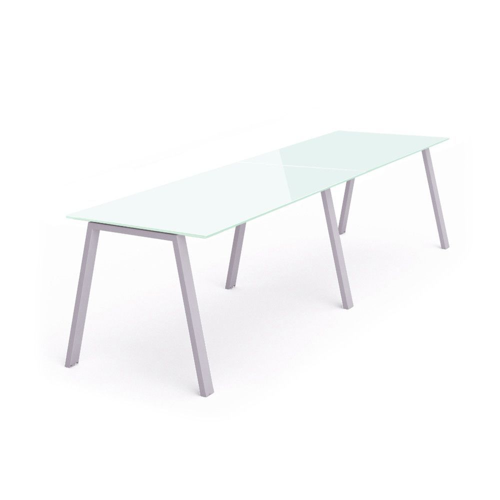 Kit Blanca Mesa 320 x 80 Aluminio / Cristal Blanco