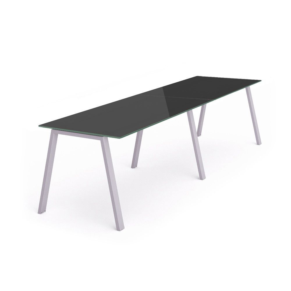 Kit Blanca Mesa 320 x 80 Aluminio / Cristal Negro