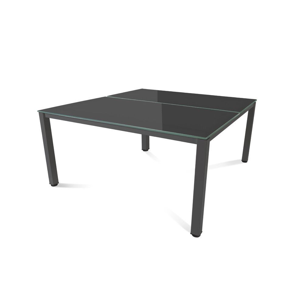 Kit Executive Mesa 160 x 163 Antracita / Cristal Blanco