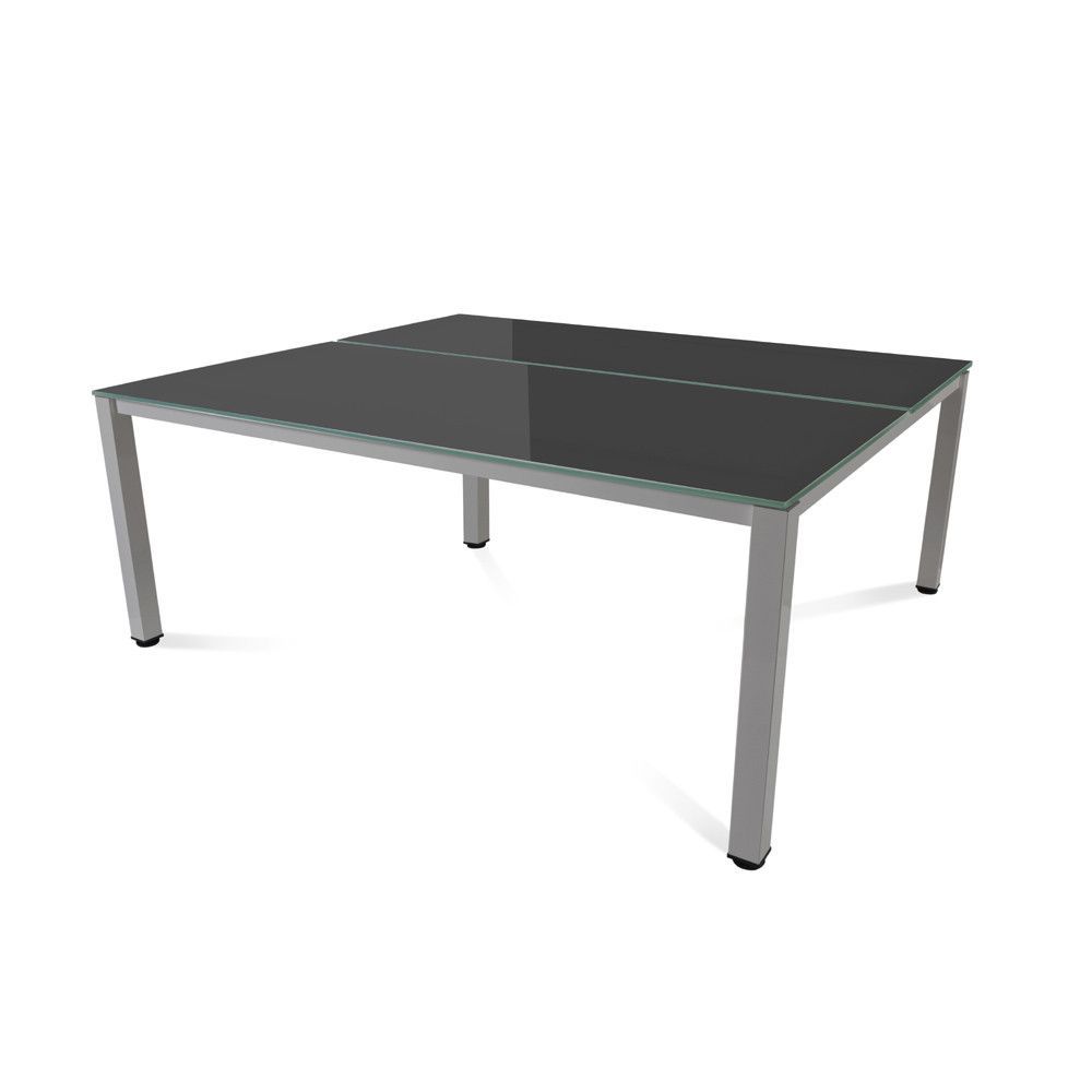 Kit Executive Mesa 180 x 163 Aluminio / Cristal Negro