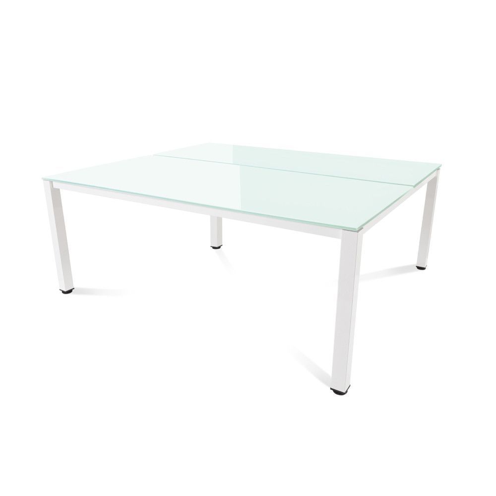 Kit Executive Mesa 180 x 163 Blanco / Cristal Blanco