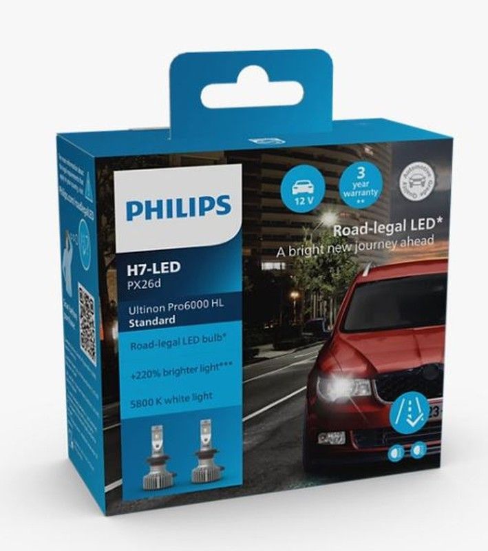 Kit H7 LED Philips Homologado 12v U60s Ultinon Pro6000 Standard