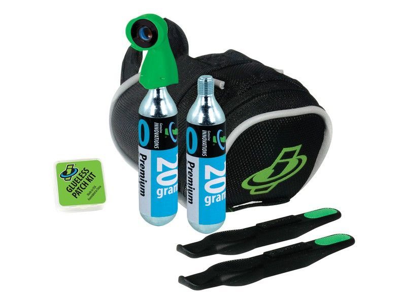 Kit inflador/reparacion pinchazos con bolsa de sillin