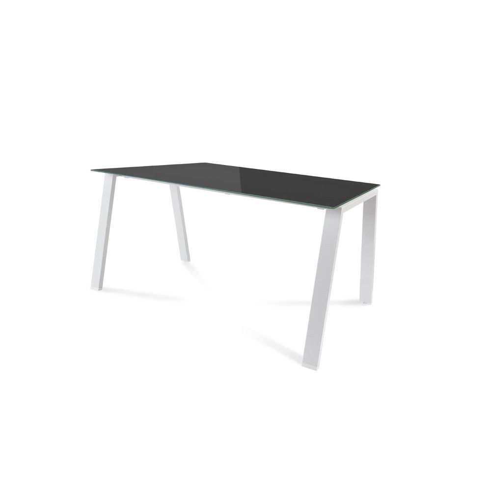 Kit Mesa Blanca 140 x 80 Blanco / Cristal Negro