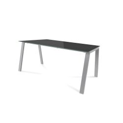 Kit Mesa Blanca 160 x 80 Aluminio/ Cristal Negro