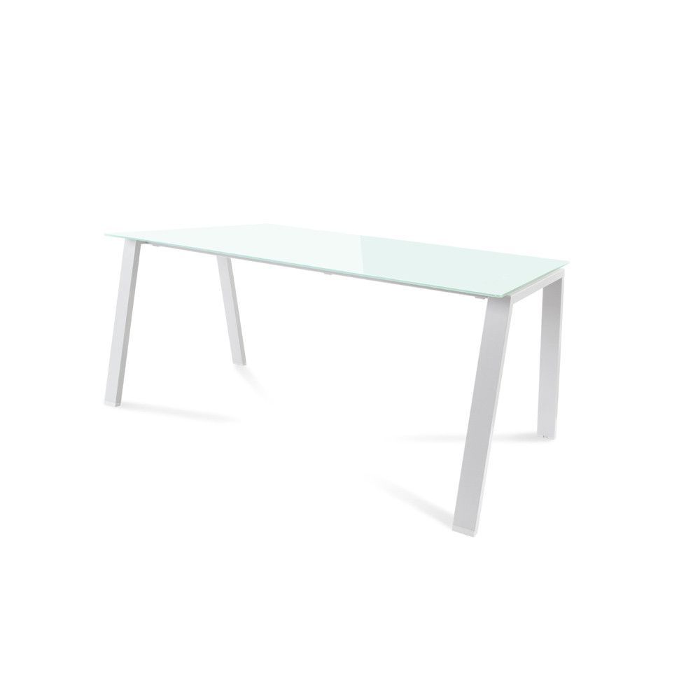 Kit Mesa Blanca 160 x 80 Blanco/ Cristal Blanco