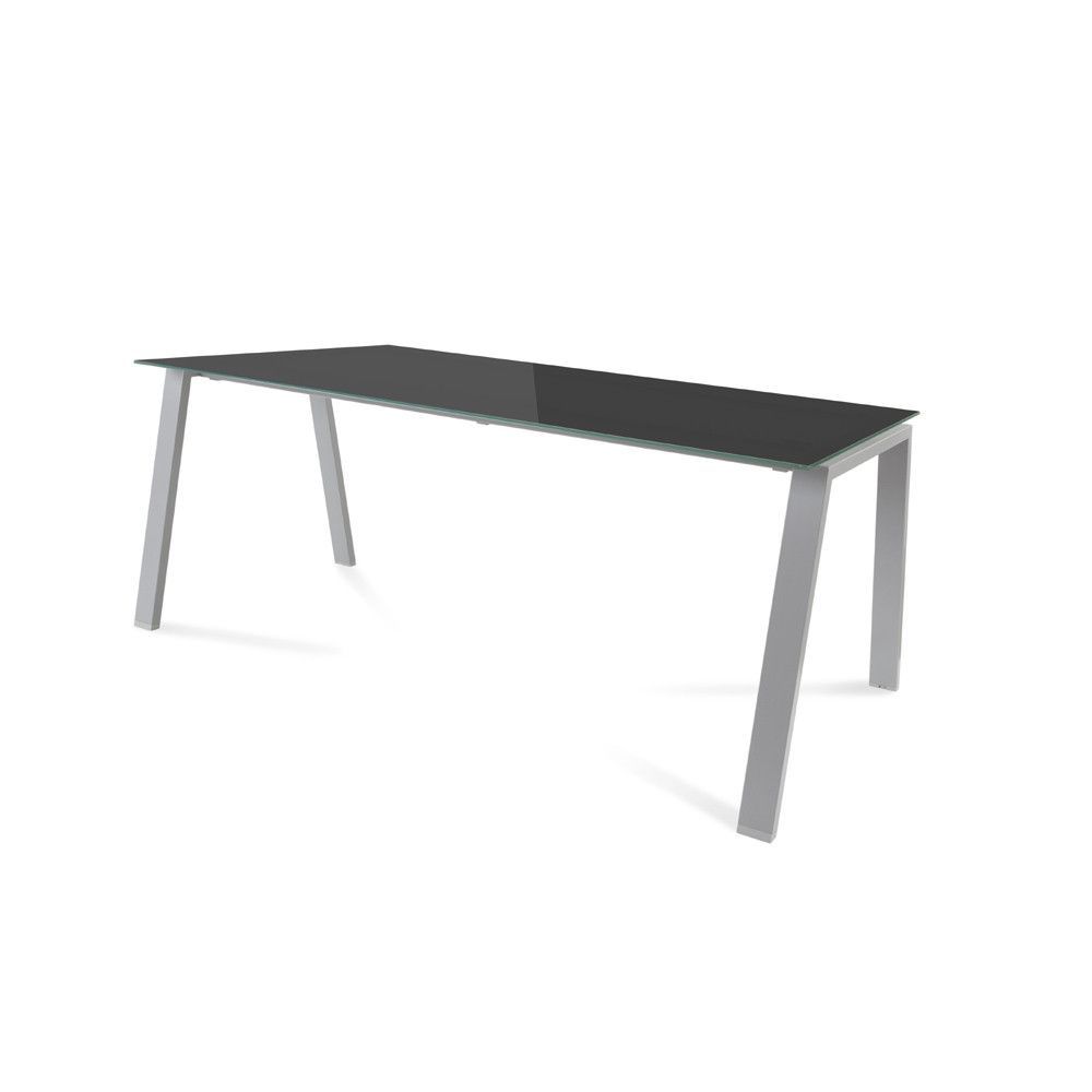 Kit Mesa Blanca 180 x 80 Aluminio/ Cristal Negro