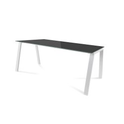 Kit Mesa Blanca 180 x 80 Blanco/ Cristal Negro