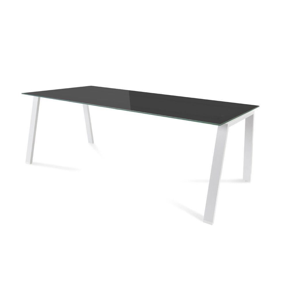 Kit Mesa Blanca 200 x 100 Blanco/ Cristal Negro