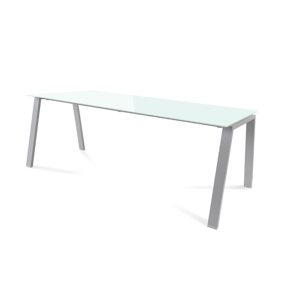 Kit Mesa Blanca 200 x 80 Aluminio/ Cristal Blanco