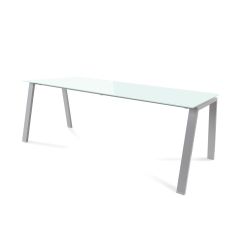 Kit Mesa Blanca 200 x 80 Aluminio/ Cristal Blanco